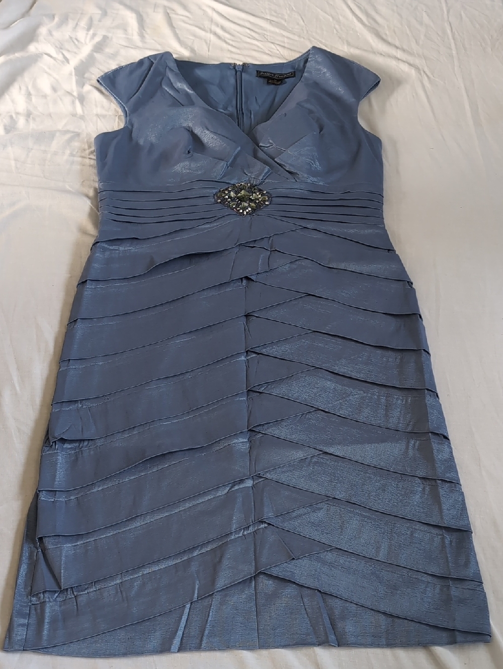 Jessica Howard Blue Sleeveless Layered Dress with Jeweled Waist